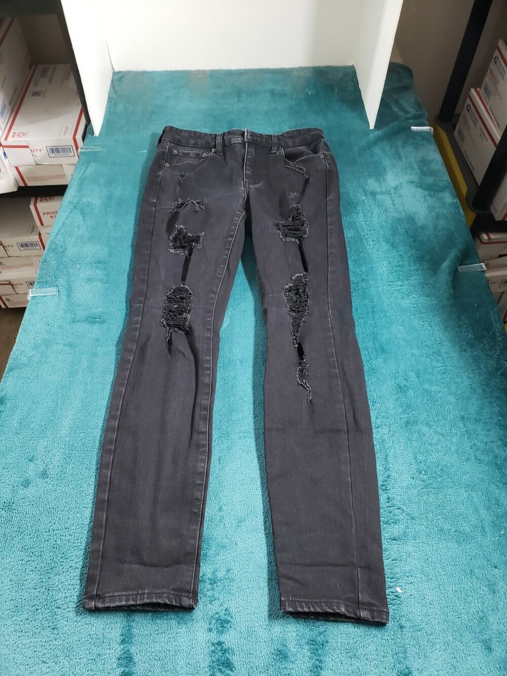 Aeropostale Jeans Size 6 Women Black Pants Stretch Denim High Rise Jegging